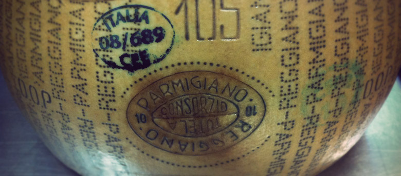 Photo of 90-lb. block of parmigiano reggiano cheese